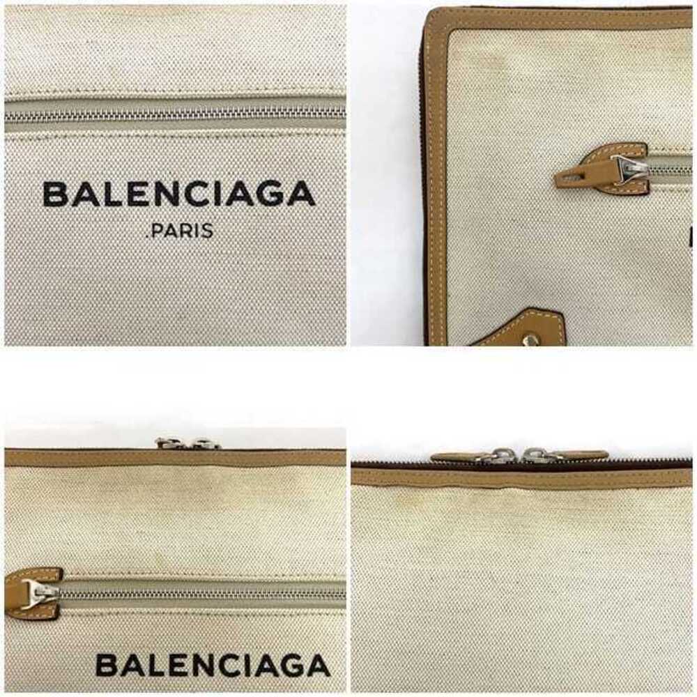 Balenciaga Clutch Bag Beige Handbag Canvas Leather Zipper Logo L - Picture 9 of 10